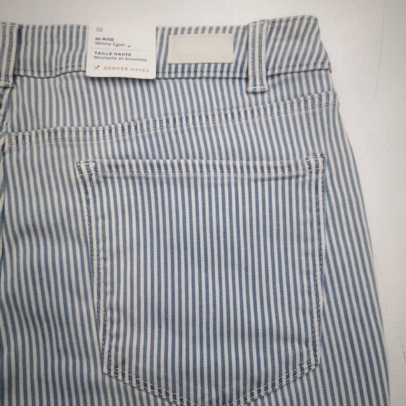 NWT Denver Hayes Hi Rise Skinny Crop Ladies Size 18 Blue & White Stripe Pants - Picture 8 of 14